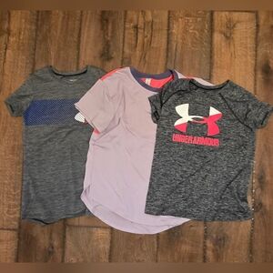 Under Armour Kids' Gray and Pink Logo T-Shirt